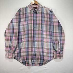 Vintage Chaps Ralph Lauren Long Sleeve Button Down Shirt Mens‎ Pink Plaid